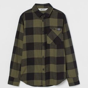 H&M Boys Plaid Button Up Shirt NWT Sz 14